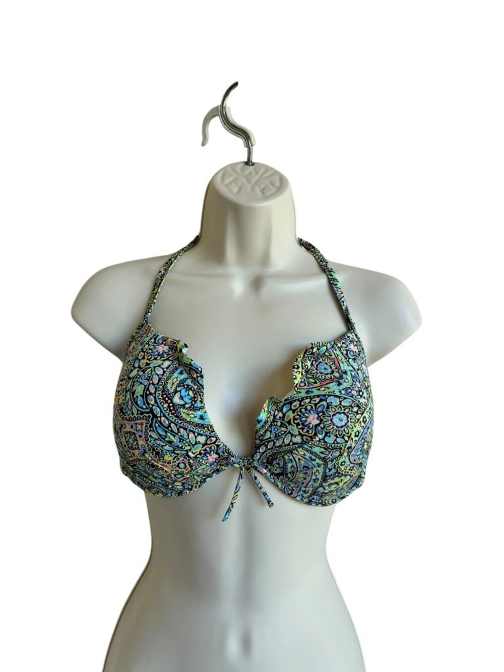 Victoria's Secret Fabulous Bikini Top Push-Up Halter Mosaic Garden Paisley 36D - Picture 9 of 9
